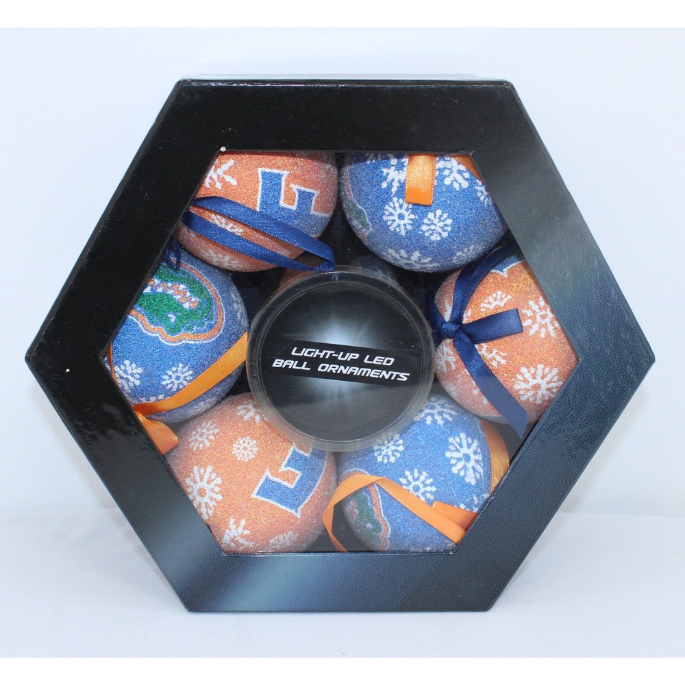 Florida Gators Light-Up Ball Ornaments Set of 6 Team Sports America Blue Orange